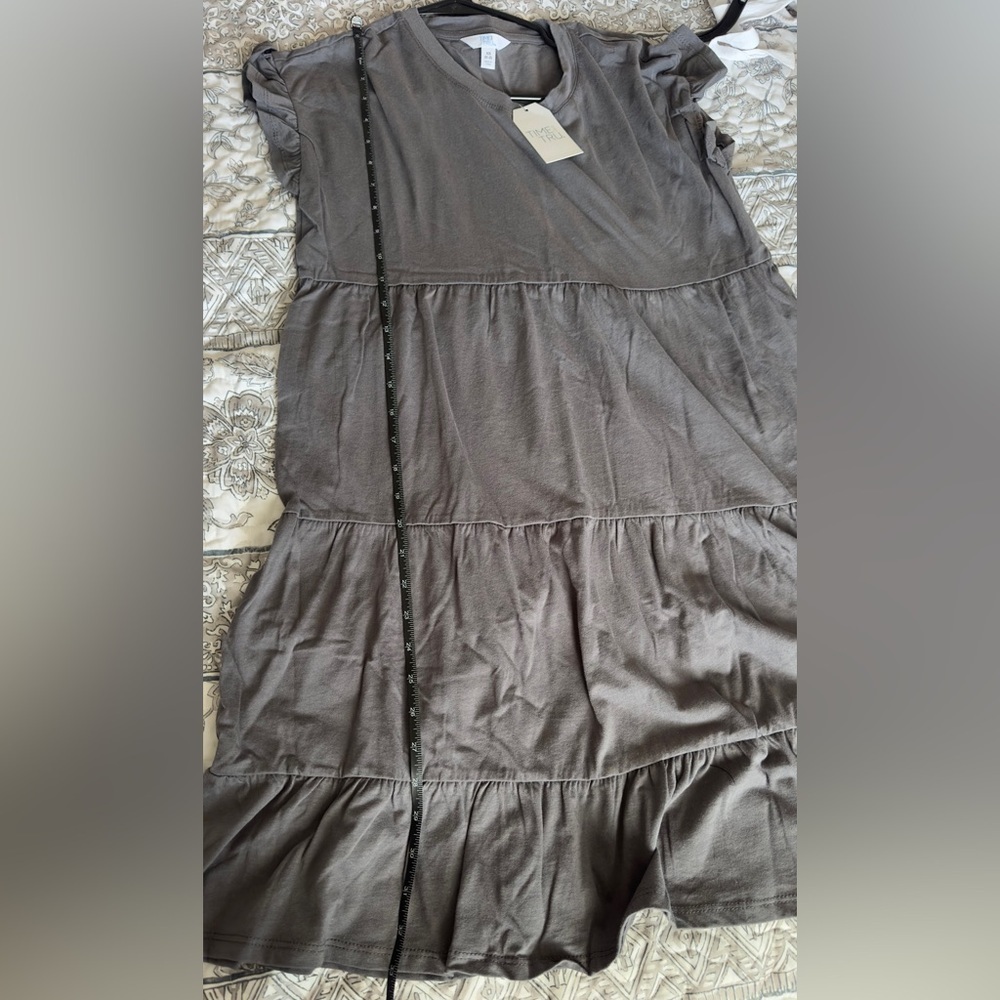 Time and true women’s short sleeve plain ruffle tunic midi gray flows size XS - Picture 11 of 11